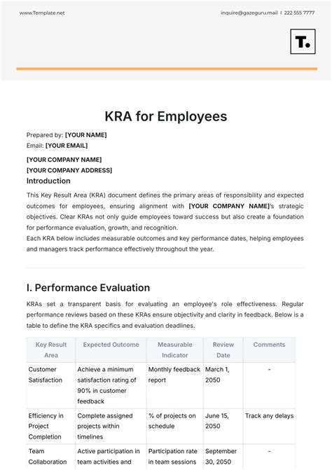 kra example|sample kra format for employees.